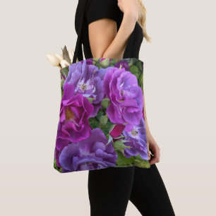 Elegant Purple Roses Floral Tote Bag