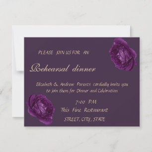 Elegant Purple Roses  Wedding Rehearsal Dinner Invitation