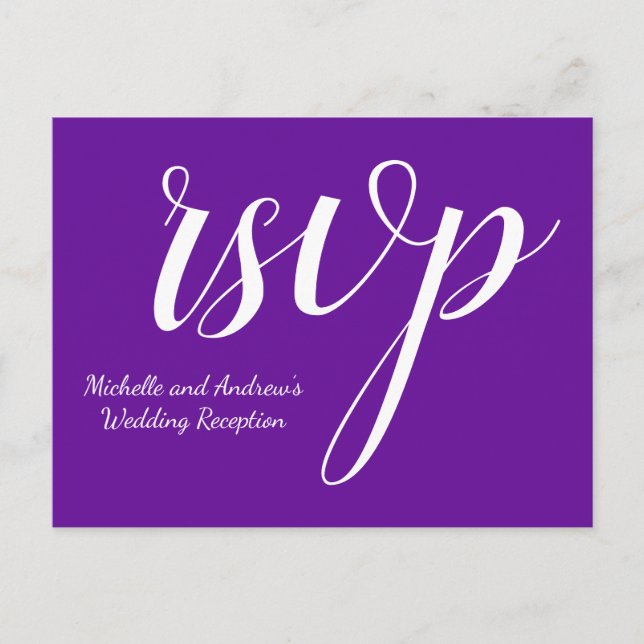 Elegant Purple "rsvp" Postcard (Front)