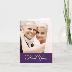 Elegant Purple Scalloped Wedding Photo Thank You Card