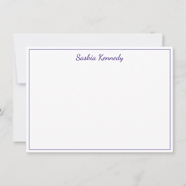 Elegant Purple Script Border Personalized Card (Front)