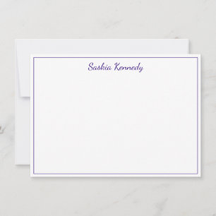 Elegant Purple Script Border Personalized Card