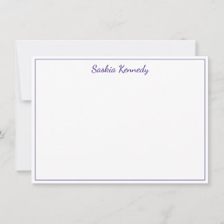 Elegant Purple Script Border Personalized Card