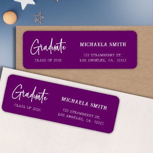 Elegant Purple Script Graduation Return Address