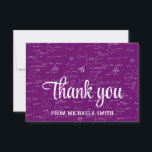 Elegant Purple Script Mathematics Graduation Thank You Card<br><div class="desc">Simple but elegant graduation purple thank you card with a beautiful script font and a background of mathematical formulas and equations. Perfect for math and engineering graduates. Illustrated and designed by Patricia Alvarez.</div>