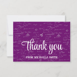 Elegant Purple Script Mathematics Graduation Thank You Card