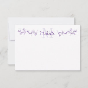 Elegant Purple Scrollwork Personalized Card