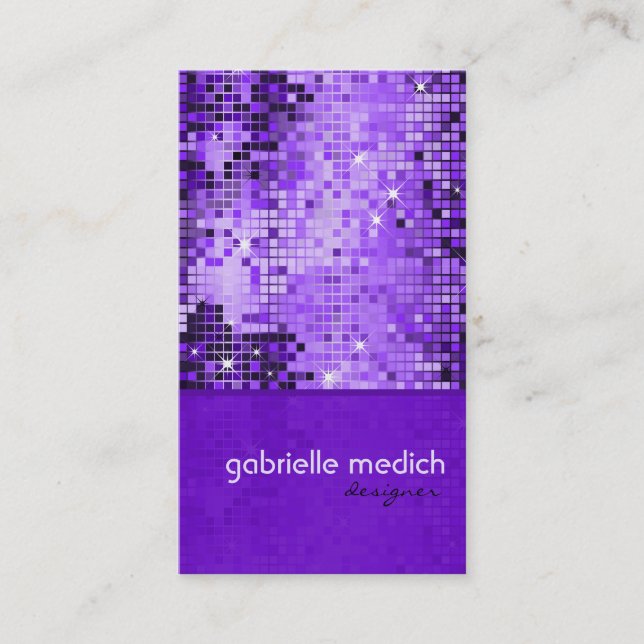 Elegant Purple Sequence Glitter Pattern Business Card (Front)