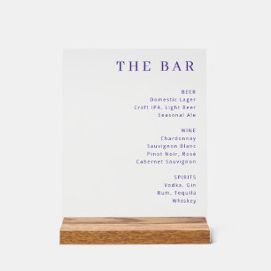 Elegant Purple Serif Bar Menu Acrylic Sign