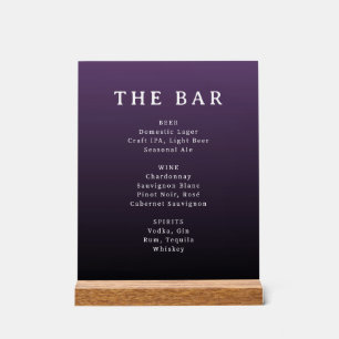 Elegant Purple Serif Bar Menu Sign