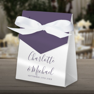 Elegant Purple Signature Script Wedding Favor Box