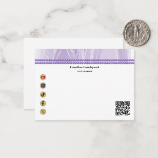 Elegant Purple Silk, Social Media & QR Code Card