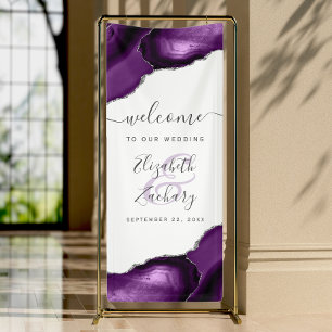 Elegant Purple Silve Agate Corners Wedding Welcome Banner