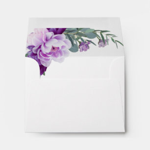 Elegant Purple & Silver Floral Wedding RSVP Envelope