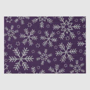 Elegant Purple & Silver Snowflakes Christmas Tissue Paper