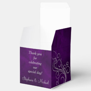 Elegant Purple Silver Swirl Favour Box