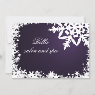elegant purple snowflake Business Thank You Cards