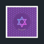 Elegant Purple | STAR OF DAVID Paper Napkin<br><div class="desc">Elegant purple STAR OF DAVID Paper Napkins, showing colourful Magen David in a tiled pattern. At the centre, there is an image of a larger Star of David. Underneath, the text reads CHAG SAMEACH. This is also customizable so you can add your greeting and/or name, etc. This is a minimalist,...</div>