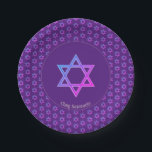 Elegant Purple | STAR OF DAVID Paper Plate<br><div class="desc">Elegant purple STAR OF DAVID Paper Plates, showing with a colourful Magen David in a tiled pattern. At the centre, there is an image of a larger Star of David. Underneath, the text reads CHAG SAMEACH. This is customizable so you can add your greeting and/or name, etc. This is a...</div>