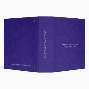 Elegant Purple Suede Leather Look Embossed Flowers Binder