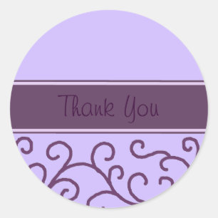 Elegant Purple Swirl Thank You Classic Round Sticker
