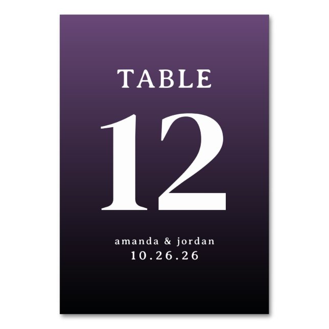 Elegant Purple Table Number (Front)