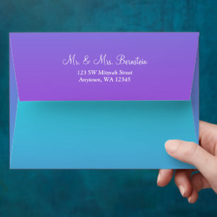 Elegant Purple Teal Return Address A7 Envelopes