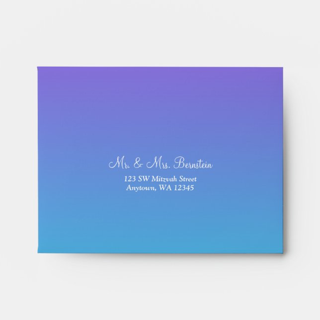 Elegant Purple Teal RSVP Return Address A2 Envelopes (Front)