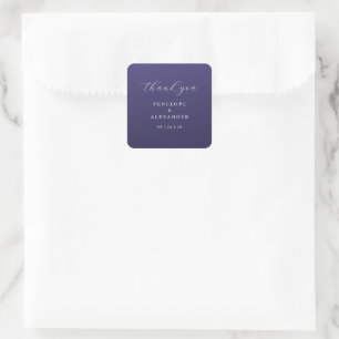 Elegant Purple Thank You Card Square Sticker