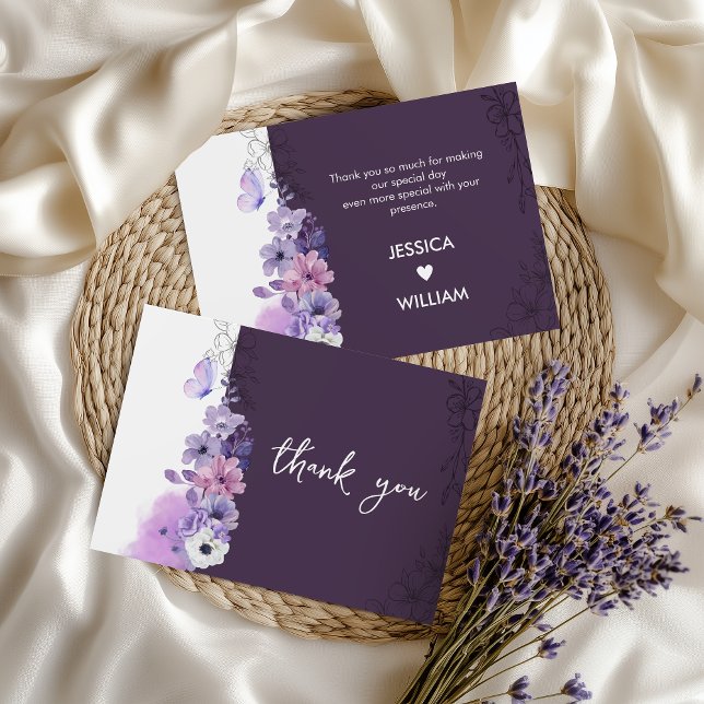 Elegant Purple Thank You Note Card (Creator Uploaded)