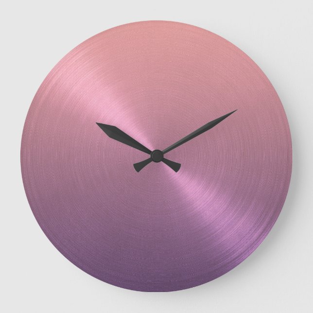Elegant Purple to Pink Ombre Gradient Large Clock (Front)