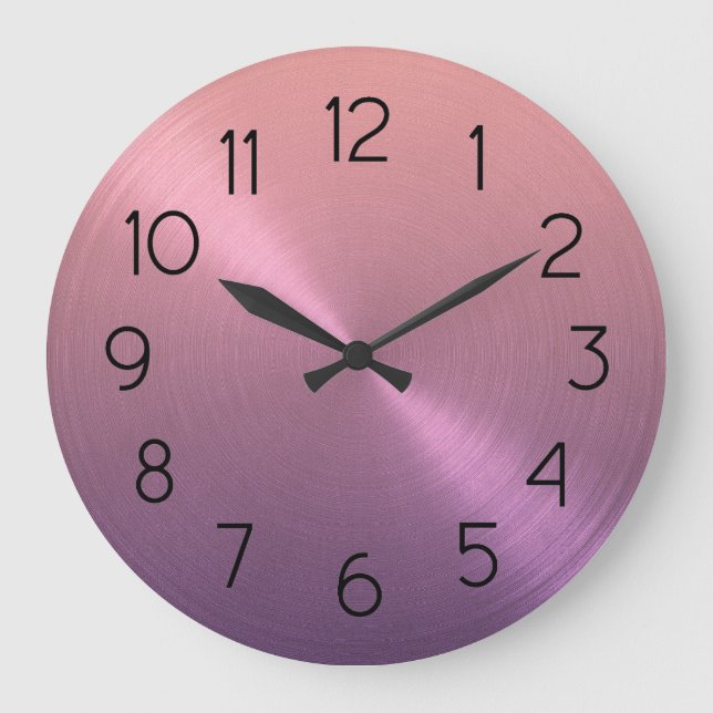 Elegant Purple to Pink Ombre Gradient Large Clock (Front)