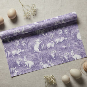 Elegant Purple Toile de Jouy Bunny Easter Wrapping Paper