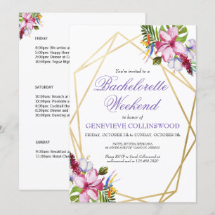 Elegant Purple Tropical Bachelorette Weekend Invitation