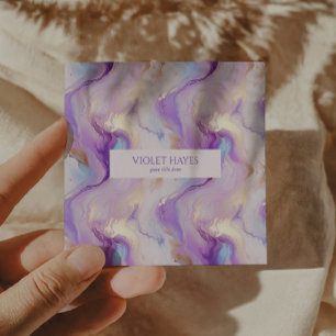 Elegant Purple & Turquoise Marble Custom Square Business Card