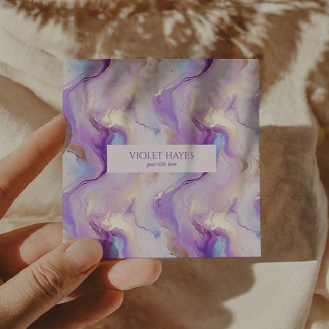 Elegant Purple & Turquoise Marble Custom Square Business Card (Creator Uploaded)