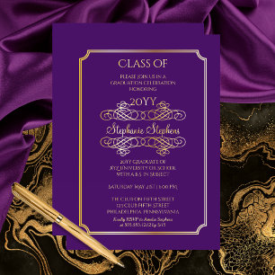 Elegant Purple University Graduation Party Gold