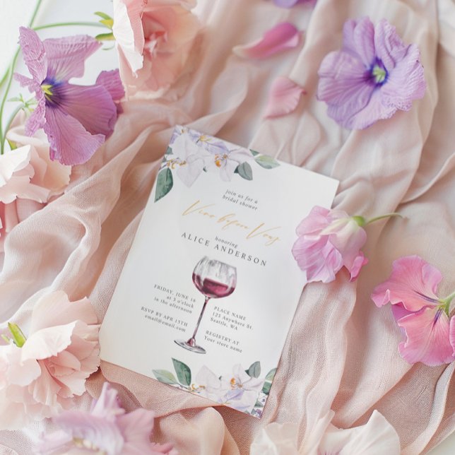 Elegant Purple Vino Before Vows Bridal Shower Invitation (Elegant Purple Vino Before Vows Bridal Shower Invitation)