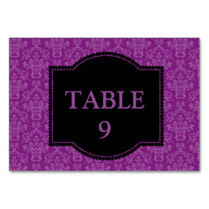 Elegant Purple Vintage Damask Custom Table Number