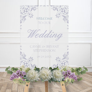 Elegant Purple Vintage Frame Wedding Welcome Acrylic Sign