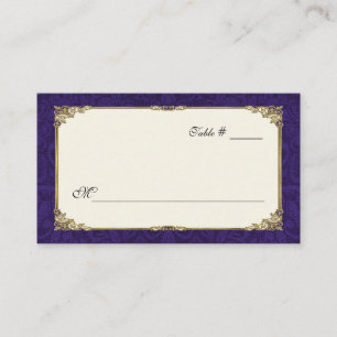Elegant Purple & Vintage Gold Wedding Escort Card