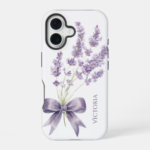 Elegant Purple Vintage Ribbon Personalized iPhone 16 Case
