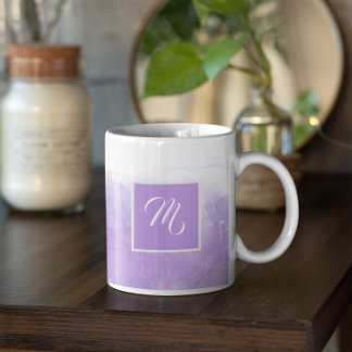 Elegant Purple Violet Custom Name Coffee Mug