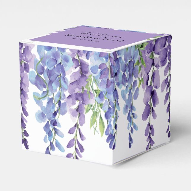 Elegant Purple Violet Florals Wedding Favor Box (Front Side)