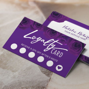 Elegant Purple Violet Flowers Beauty Salon Loyalty Card