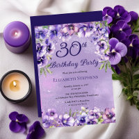 Elegant Purple Violets Floral 30th Birthday Party