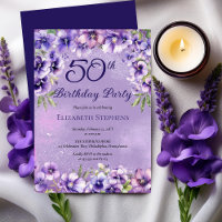 Elegant Purple Violets Floral 50th Birthday Party