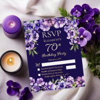 Elegant Purple Violets Floral Birthday Party RSVP