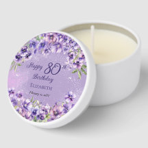 Elegant Purple Violets Floral Happy 80th Birthday