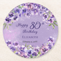 Elegant Purple Violets Floral Happy 80th Birthday